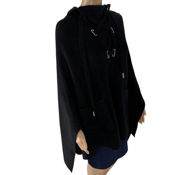 Maje Paris Black Million Poncho Cape Sweater - Picture 6 of 11